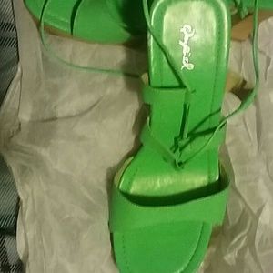 Mint Green string up heel